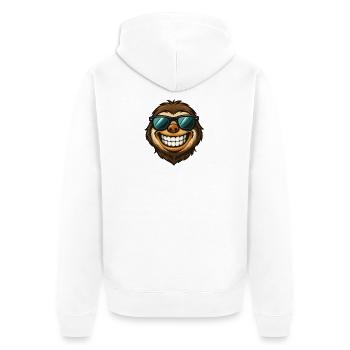 Fetter Faultier mit Sonnenbrille Sommerfröhlich - Unisex Premium Bio Zip Hoodie - Weiß - Hinten - Thijin (182cm)