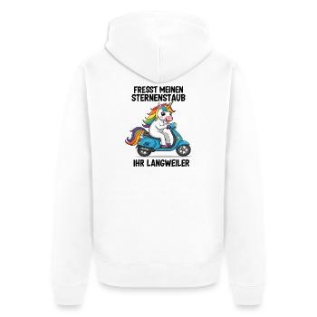 Roller-Einhorn - Unisex Premium Bio Zip Hoodie - Weiß - Hinten - Thijin (182cm)
