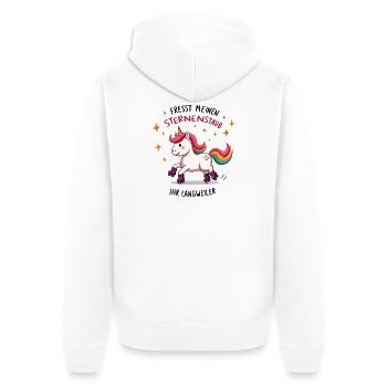 Rollschuh Einhorn - Unisex Premium Bio Zip Hoodie - Weiß - Hinten - Thijin (182cm)