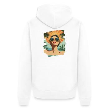 Plage Palmiers Coucher de soleil Été - Veste à capuche bio Premium Unisexe - blanc - Dos - Thijin (182cm)
