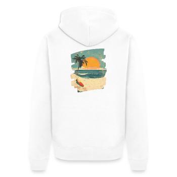 Plage Palmiers Coucher de soleil Été - Veste à capuche bio Premium Unisexe - blanc - Dos - Thijin (182cm)