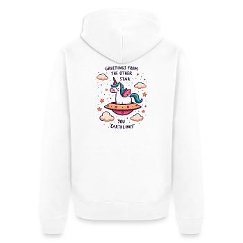 Licorne vue de l’espace - Veste à capuche bio Premium Unisexe - blanc - Dos - Thijin (182cm)
