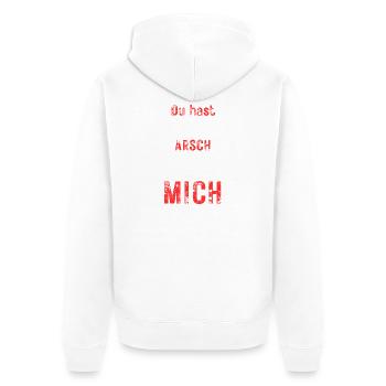 Humorvolles Zitat für Freunde - Unisex Premium Bio Zip Hoodie - Weiß - Hinten - Thijin (182cm)