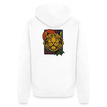 Wilder asiatischer Tiger - Raubkatzenkopf Illustration - Unisex Premium Bio Zip Hoodie - Weiß - Hinten - Thijin (182cm)