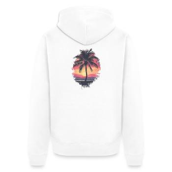 Palm Tree Sunset Summer - Unisex Premium Organic Zip Hoodie - white - Back - Thijin (182cm)