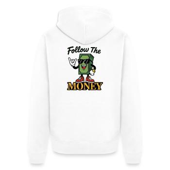 Follow The Money - Unisex Premium Organic Zip Hoodie - white - Back - Thijin (182cm)