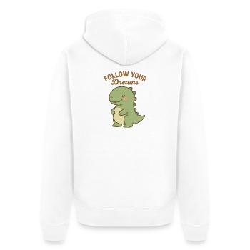 Suivez vos rêves - Cute Dino Design - Veste à capuche bio Premium Unisexe - blanc - Dos - Thijin (182cm)