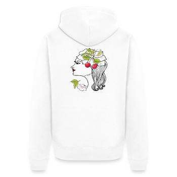 Woman's head with cherries - Unisex Premium Organic Zip Hoodie - white - Back - Thijin (182cm)