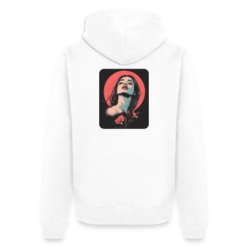 Frauenkopf Blumen Weltfrauentag Kreativ Abstrakte - Unisex Premium Bio Zip Hoodie - Weiß - Hinten - Thijin (182cm)