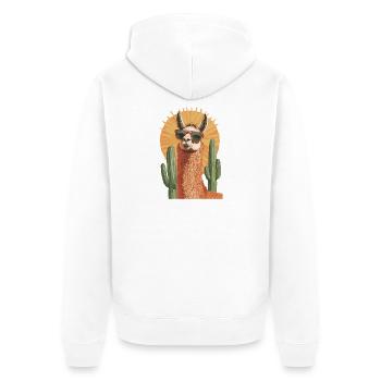 Funny Llama Alpaca Llama Animal Gift - Unisex Premium Organic Zip Hoodie - white - Back - Thijin (182cm)