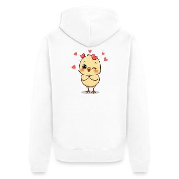 Cuddly chick with heart accessories - Unisex Premium Organic Zip Hoodie - white - Back - Thijin (182cm)