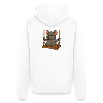 Grumpy Mouse Rat Rocking Annoyed Angry - Unisex Premium Organic Zip Hoodie - white - Back - Thijin (182cm)