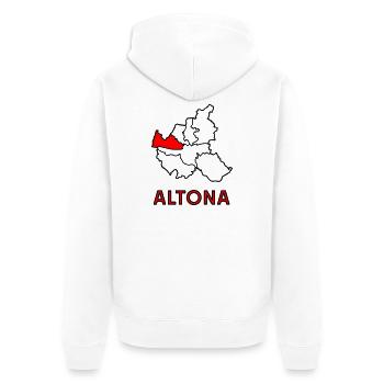 Altona, un quartier de Hambourg - Veste à capuche bio Premium Unisexe - blanc - Dos - Thijin (182cm)