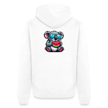 Süßer Koala Wassermelone Sommer Cartoon Frucht - Unisex Premium Bio Zip Hoodie - Weiß - Hinten - Thijin (182cm)