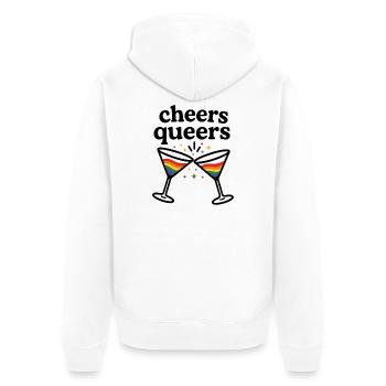 Cheers Queers – Conception de cocktail Pride - Veste à capuche bio Premium Unisexe - blanc - Dos - Thijin (182cm)