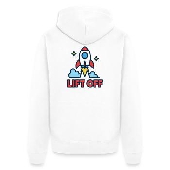 Galaktischer Aufstieg - Raketen Design - Unisex Premium Bio Zip Hoodie - Weiß - Hinten - Thijin (182cm)
