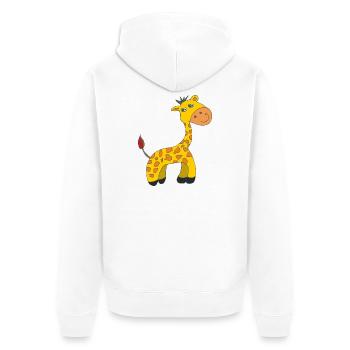 Charming Giraffe Caricature on Plush - Unisex Premium Organic Zip Hoodie - white - Back - Thijin (182cm)