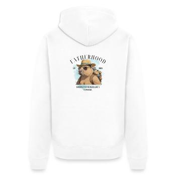 Fatherhood 2025 Raising Tiny Humans Like Capybara - Unisex Premium Bio Zip Hoodie - Weiß - Hinten - Thijin (182cm)