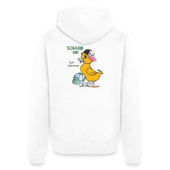 Schule ok, ich komme Einschulung - Unisex Premium Bio Zip Hoodie - Weiß - Hinten - Thijin (182cm)
