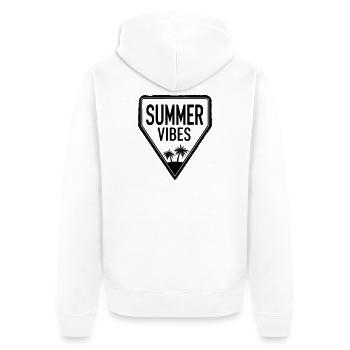 SUMMER VIBES design with cool lettering - Unisex Premium Bio Zip Hoodie - Weiß - Hinten - Thijin (182cm)