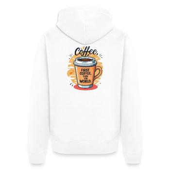 Motivational coffee mug with saying - Unisex Premium Organic Zip Hoodie - white - Back - Thijin (182cm)