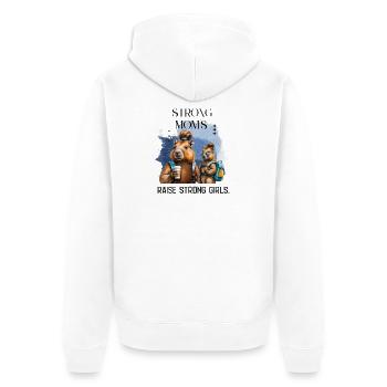 Strong Moms Raise Strong Girls - Unisex Premium Bio Zip Hoodie - Weiß - Hinten - Thijin (182cm)