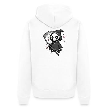 Süßer Sensenmann in der Liebe - Unisex Premium Bio Zip Hoodie - Weiß - Hinten - Thijin (182cm)
