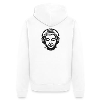 Buddha mit Kopfhörern Achtsamkeit Musik Boho Zen - Unisex Premium Bio Zip Hoodie - Weiß - Hinten - Thijin (182cm)