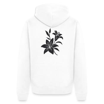 Elegante monochrome florale Illustration - Unisex Premium Bio Zip Hoodie - Weiß - Hinten - Thijin (182cm)
