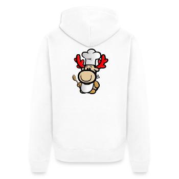 Reindeer Elmondo as a cook with a chef's apron - Unisex Premium Organic Zip Hoodie - white - Back - Thijin (182cm)
