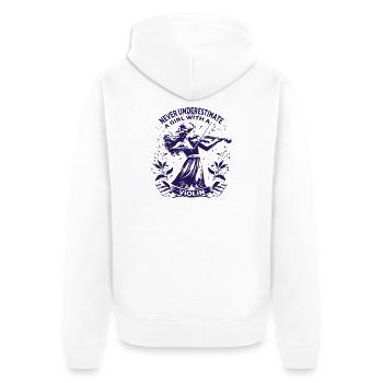 Mädchen spielt Geige mit Empowerment Zitat - Unisex Premium Bio Zip Hoodie - Weiß - Hinten - Thijin (182cm)