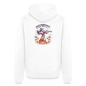 Ermächtigende Geigerin Illustration - Unisex Premium Bio Zip Hoodie - Weiß - Hinten - Thijin (182cm)