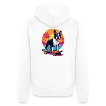 Skater Bulldogge - Unisex Premium Bio Zip Hoodie - Weiß - Hinten - Thijin (182cm)