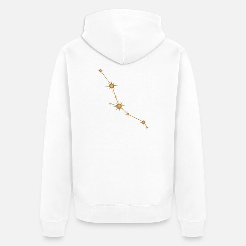 Constellation d’étoiles Taureau Signe de naissance Doré - Veste à capuche bio Premium Unisexe - blanc