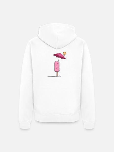Eis-Sommertraum mit Sonnenschirm - Unisex Premium Bio Zip Hoodie - Weiß