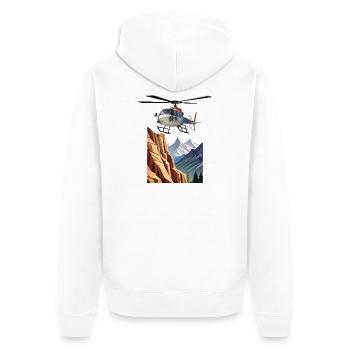Helicopter in the mountains - Unisex Premium Organic Zip Hoodie - white - Back - Thijin (182cm)