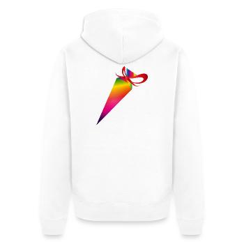 Cône d’école coloré avec ruban rouge - Veste à capuche bio Premium Unisexe - blanc - Dos - Thijin (182cm)