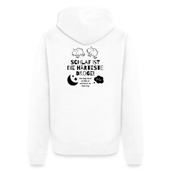 Schlaf - Unisex Premium Bio Zip Hoodie - Weiß - Hinten - Thijin (182cm)