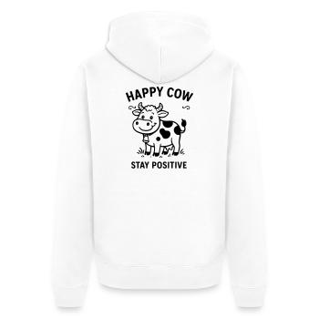 Vache heureuse - Veste à capuche bio Premium Unisexe - blanc - Dos - Thijin (182cm)