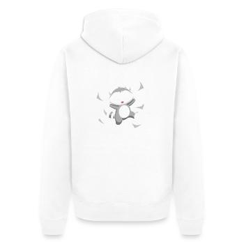Raton laveur joyeux avec message de motivation - Veste à capuche bio Premium Unisexe - blanc - Dos - Thijin (182cm)