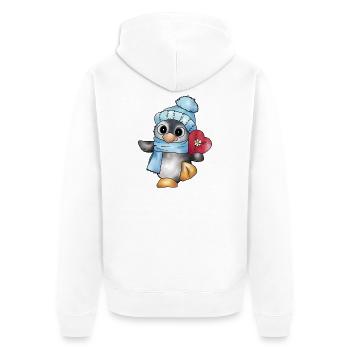 Pinguin mit Herz - Unisex Premium Bio Zip Hoodie - Weiß - Hinten - Thijin (182cm)
