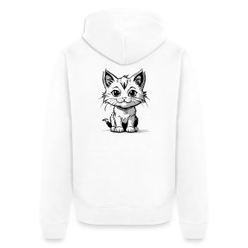 Kittycat - Unisex Premium Bio Zip Hoodie - Weiß - Hinten - Thijin (182cm)