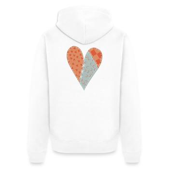 Patchwork Herz Nr. 12 - Unisex Premium Bio Zip Hoodie - Weiß - Hinten - Thijin (182cm)