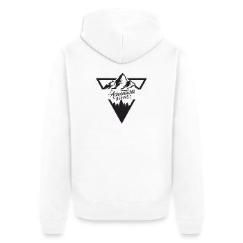 Abenteuer in den Bergen - Unisex Premium Bio Zip Hoodie - Weiß - Hinten - Thijin (182cm)
