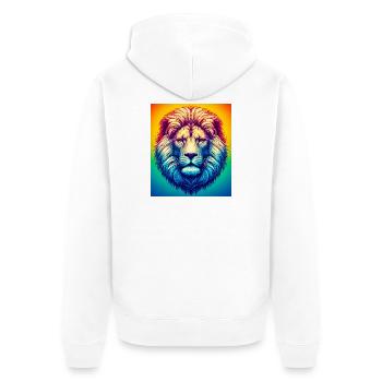 lion - Unisex Premium Organic Zip Hoodie - white - Back - Thijin (182cm)