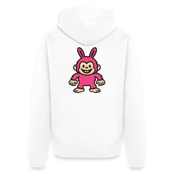 Rabbit Monkey - Unisex Premium Organic Zip Hoodie - white - Back - Thijin (182cm)
