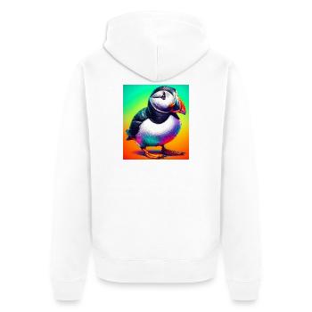 Papageitaucher - Unisex Premium Bio Zip Hoodie - Weiß - Hinten - Thijin (182cm)