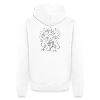 Bukavac -Mythical Multi-Headed Dragon Illustration - Unisex Premium Organic Zip Hoodie - white - Back - Thijin (182cm)