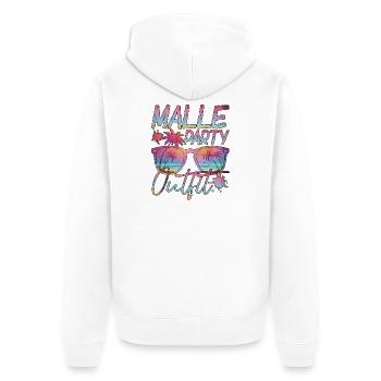 Malle Party Outift with Palm Trees and Sunglasses - Unisex Premium Organic Zip Hoodie - white - Back - Thijin (182cm)