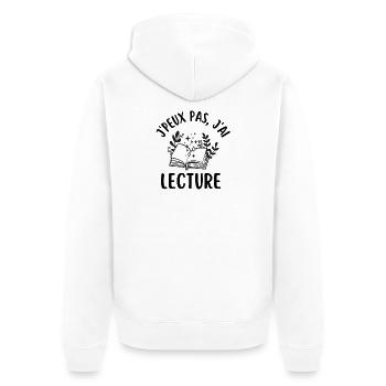 Ich kann es nicht lesen, ich - Unisex Premium Bio Zip Hoodie - Weiß - Hinten - Thijin (182cm)